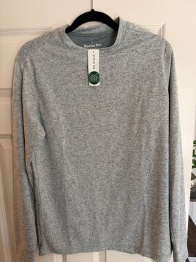 Hawker Rye Heather green double faced pique long sleeve - M